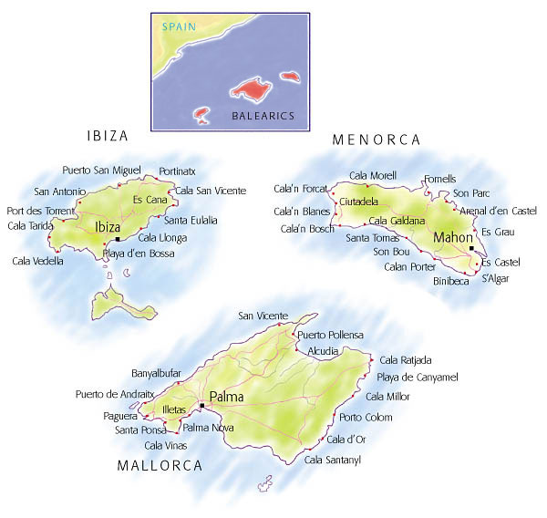 Villaseek map of the Balearic Islands
